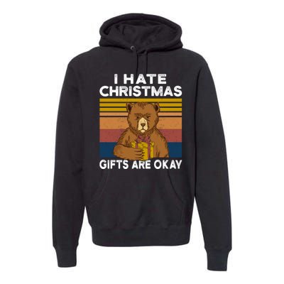 Christmas Bear I Hate Christmas Sarcastic Ugly Xmas Vintage Premium Hoodie