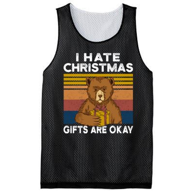 Christmas Bear I Hate Christmas Sarcastic Ugly Xmas Vintage Mesh Reversible Basketball Jersey Tank