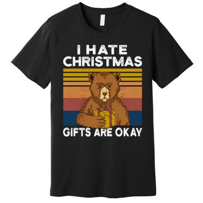 Christmas Bear I Hate Christmas Sarcastic Ugly Xmas Vintage Premium T-Shirt