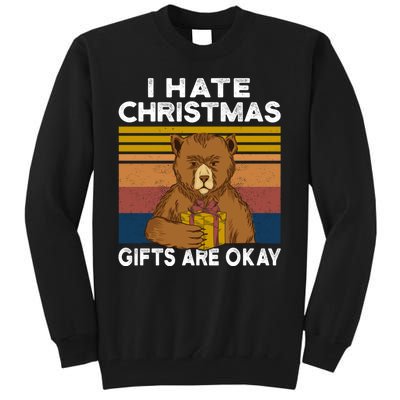 Christmas Bear I Hate Christmas Sarcastic Ugly Xmas Vintage Tall Sweatshirt