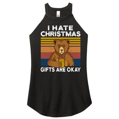 Christmas Bear I Hate Christmas Sarcastic Ugly Xmas Vintage Women’s Perfect Tri Rocker Tank