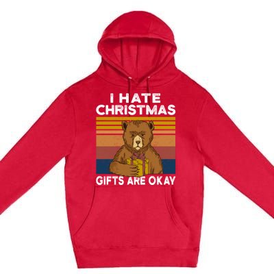 Christmas Bear I Hate Christmas Sarcastic Ugly Xmas Vintage Premium Pullover Hoodie