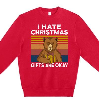 Christmas Bear I Hate Christmas Sarcastic Ugly Xmas Vintage Premium Crewneck Sweatshirt