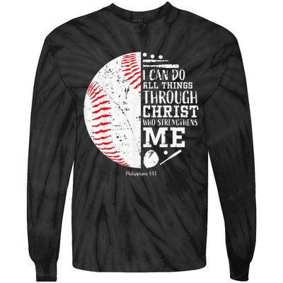 Christian Baseball I Can Do All Things Religious Verse Gifts Tie-Dye Long Sleeve Shirt