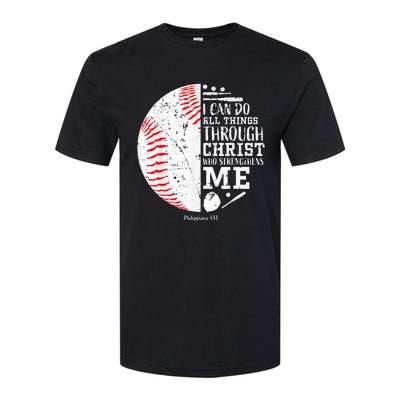 Christian Baseball I Can Do All Things Religious Verse Gifts Softstyle® CVC T-Shirt