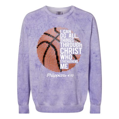 Christian Basketball I Can Do All Things Philippians 4:13 Gift Colorblast Crewneck Sweatshirt