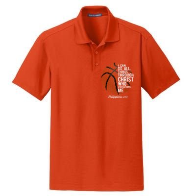 Christian Basketball I Can Do All Things Philippians 4:13 Gift Dry Zone Grid Polo