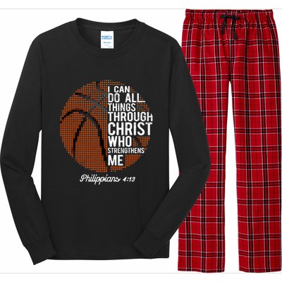 Christian Basketball I Can Do All Things Philippians 4:13 Gift Long Sleeve Pajama Set