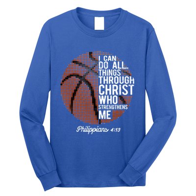 Christian Basketball I Can Do All Things Philippians 4:13 Gift Long Sleeve Shirt