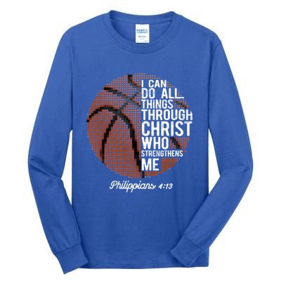 Christian Basketball I Can Do All Things Philippians 4:13 Gift Tall Long Sleeve T-Shirt