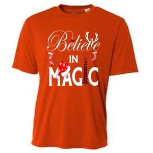 Casual Believe In Magic Of Christmas Tree Buffalo Plaid Gift Cooling Performance Crew T-Shirt