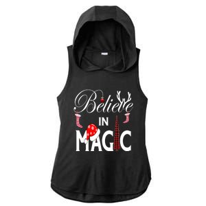 Casual Believe In Magic Of Christmas Tree Buffalo Plaid Gift Ladies PosiCharge Tri-Blend Wicking Draft Hoodie Tank