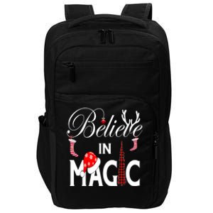 Casual Believe In Magic Of Christmas Tree Buffalo Plaid Gift Impact Tech Backpack