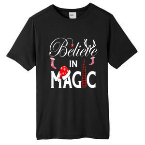 Casual Believe In Magic Of Christmas Tree Buffalo Plaid Gift Tall Fusion ChromaSoft Performance T-Shirt