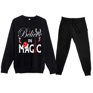 Casual Believe In Magic Of Christmas Tree Buffalo Plaid Gift Premium Crewneck Sweatsuit Set