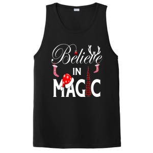 Casual Believe In Magic Of Christmas Tree Buffalo Plaid Gift PosiCharge Competitor Tank