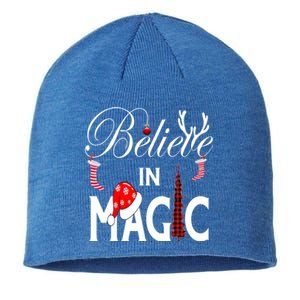 Casual Believe In Magic Of Christmas Tree Buffalo Plaid Gift Sustainable Beanie