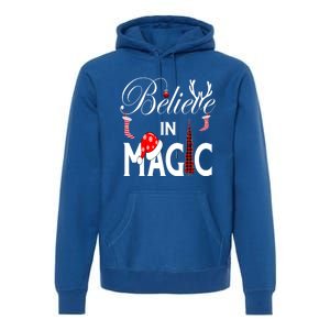 Casual Believe In Magic Of Christmas Tree Buffalo Plaid Gift Premium Hoodie