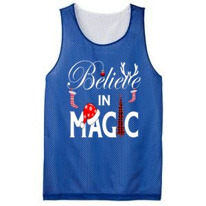 Casual Believe In Magic Of Christmas Tree Buffalo Plaid Gift Mesh Reversible Basketball Jersey Tank