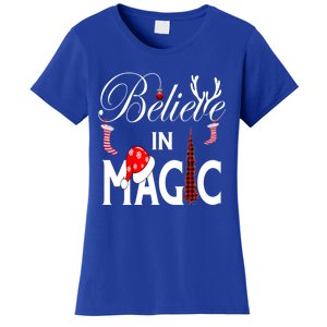 Casual Believe In Magic Of Christmas Tree Buffalo Plaid Gift Women's T-Shirt