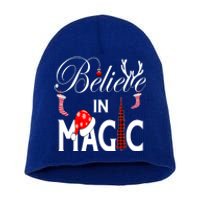 Casual Believe In Magic Of Christmas Tree Buffalo Plaid Gift Short Acrylic Beanie