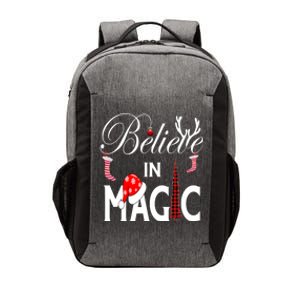 Casual Believe In Magic Of Christmas Tree Buffalo Plaid Gift Vector Backpack