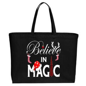 Casual Believe In Magic Of Christmas Tree Buffalo Plaid Gift Cotton Canvas Jumbo Tote