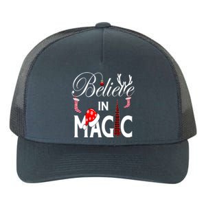 Casual Believe In Magic Of Christmas Tree Buffalo Plaid Gift Yupoong Adult 5-Panel Trucker Hat