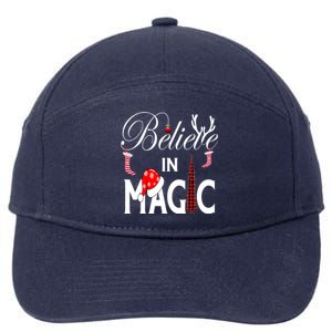 Casual Believe In Magic Of Christmas Tree Buffalo Plaid Gift 7-Panel Snapback Hat