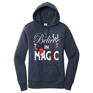 Casual Believe In Magic Of Christmas Tree Buffalo Plaid Gift Women's Pullover Hoodie