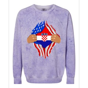 Croatian Blood Inside Me | Croatia Flag Gift Colorblast Crewneck Sweatshirt