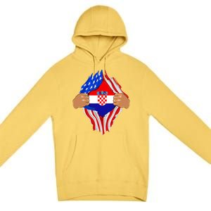 Croatian Blood Inside Me | Croatia Flag Gift Premium Pullover Hoodie