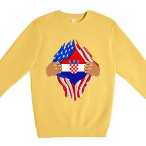 Croatian Blood Inside Me | Croatia Flag Gift Premium Crewneck Sweatshirt