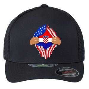 Croatian Blood Inside Me | Croatia Flag Gift Flexfit Unipanel Trucker Cap