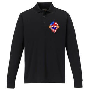 Croatian Blood Inside Me | Croatia Flag Gift Performance Long Sleeve Polo