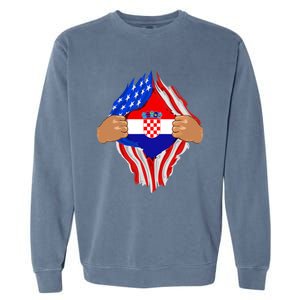 Croatian Blood Inside Me | Croatia Flag Gift Garment-Dyed Sweatshirt