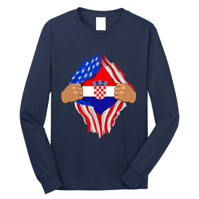 Croatian Blood Inside Me | Croatia Flag Gift Long Sleeve Shirt