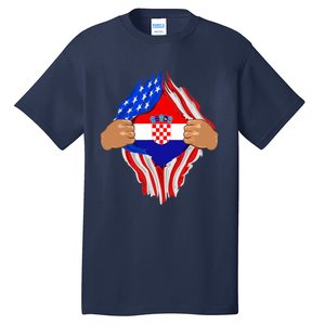 Croatian Blood Inside Me | Croatia Flag Gift Tall T-Shirt