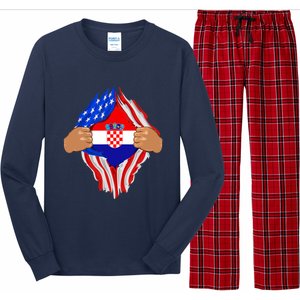 Croatian Blood Inside Me | Croatia Flag Gift Long Sleeve Pajama Set