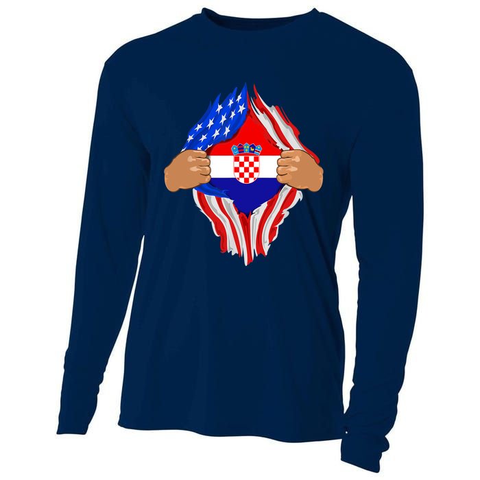 Croatian Blood Inside Me | Croatia Flag Gift Cooling Performance Long Sleeve Crew