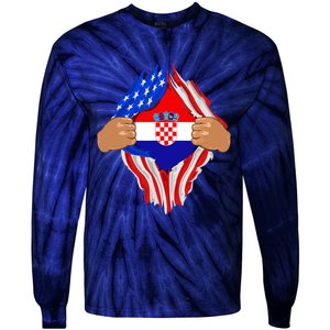 Croatian Blood Inside Me | Croatia Flag Gift Tie-Dye Long Sleeve Shirt