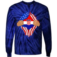 Croatian Blood Inside Me | Croatia Flag Gift Tie-Dye Long Sleeve Shirt