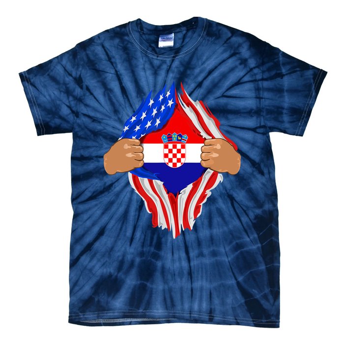 Croatian Blood Inside Me | Croatia Flag Gift Tie-Dye T-Shirt