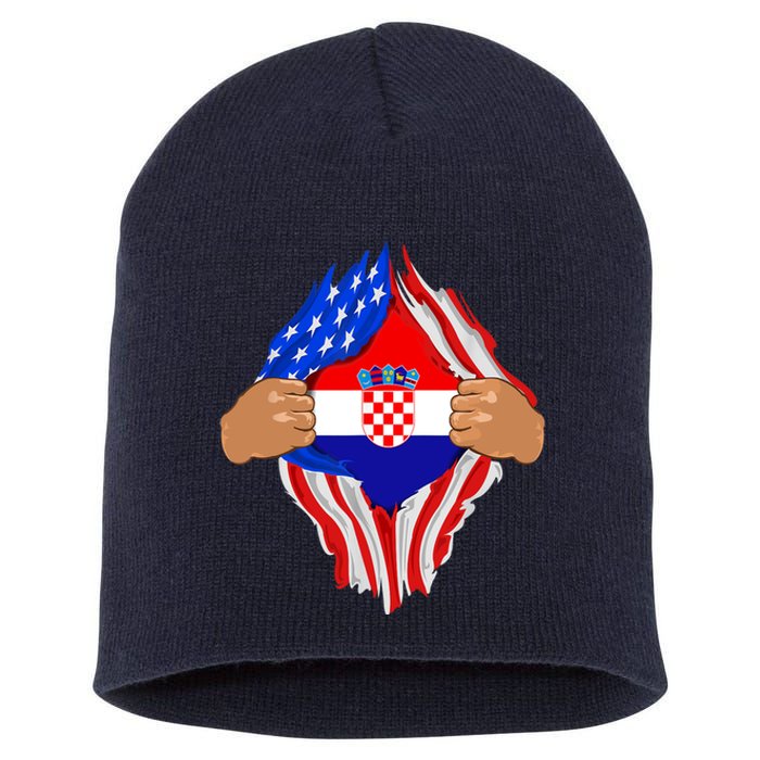 Croatian Blood Inside Me | Croatia Flag Gift Short Acrylic Beanie