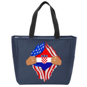 Croatian Blood Inside Me | Croatia Flag Gift Zip Tote Bag