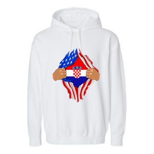 Croatian Blood Inside Me | Croatia Flag Gift Garment-Dyed Fleece Hoodie