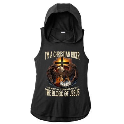 Christian Biker IM That Motorcycle Riding Jesus Freak Faith Ladies PosiCharge Tri-Blend Wicking Draft Hoodie Tank