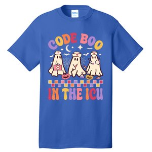 Code Boo In The Icu Nurse Halloween Ghost Fun Great Gift Tall T-Shirt