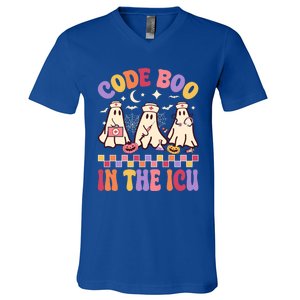 Code Boo In The Icu Nurse Halloween Ghost Fun Great Gift V-Neck T-Shirt