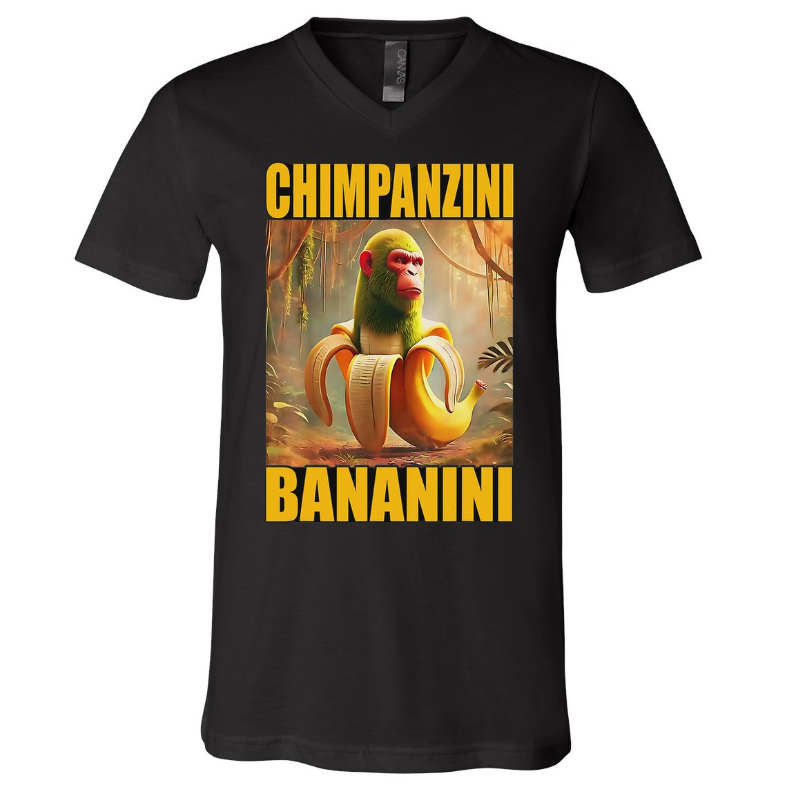 Chimpanzini Bananini Italian Brainrot Meme, Gilrs, V-Neck T-Shirt
